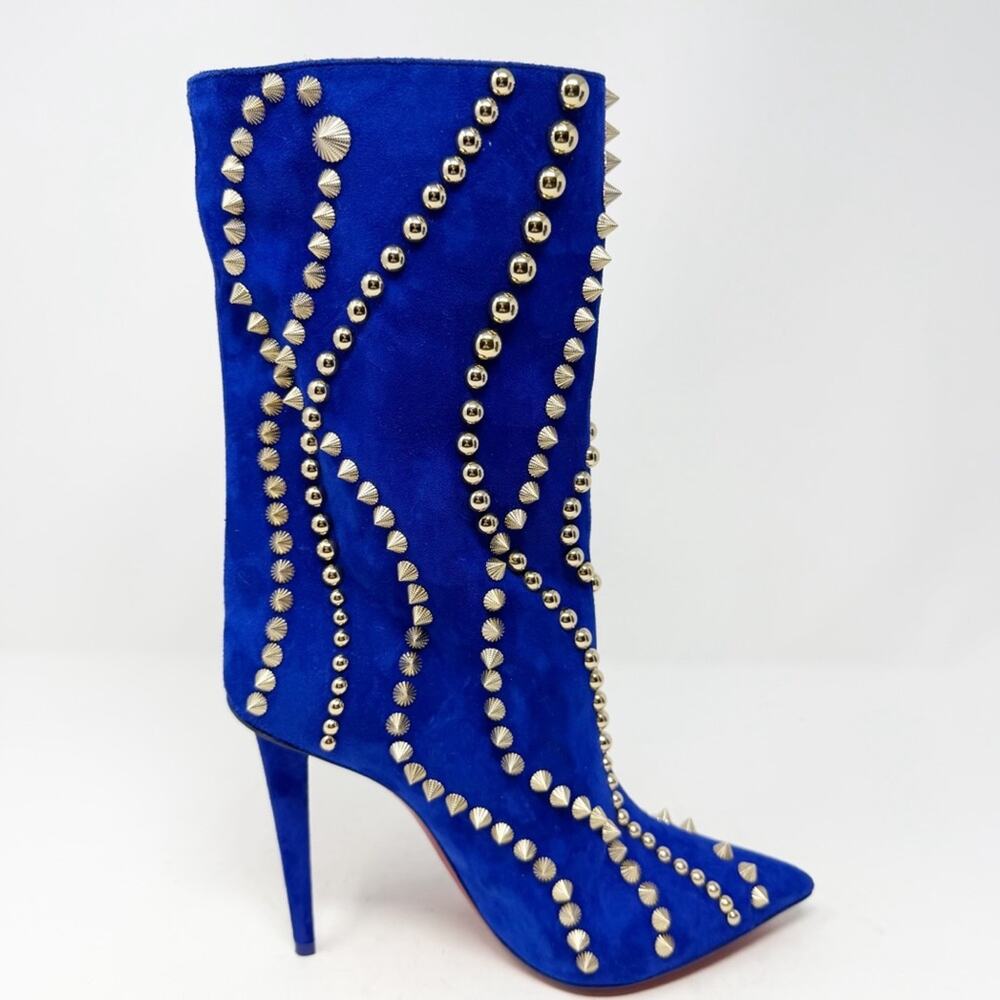 Christian Louboutin Astrilarge Booty Pika Studded Spike Suede Boots Size EU 37 - Picture 10 of 13
